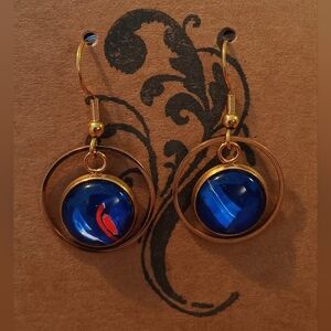 Chic Gold and Blue Dangle Earrings